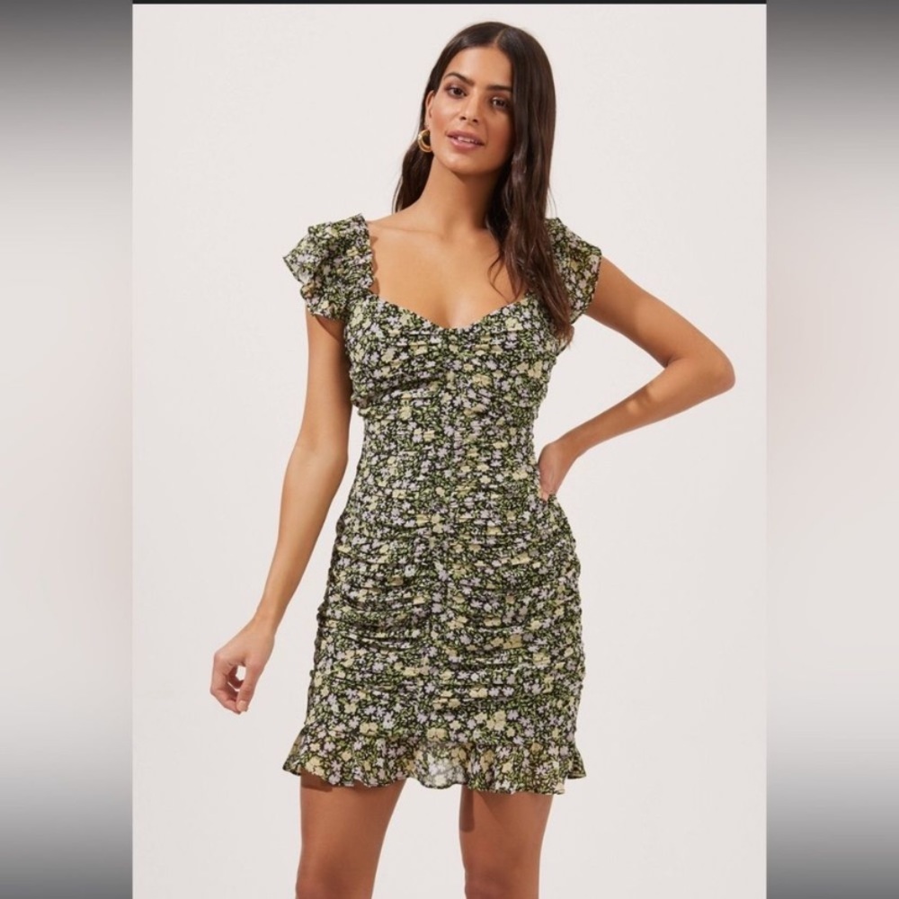 ASTR Floral Print Ruffle Mini Dress M
